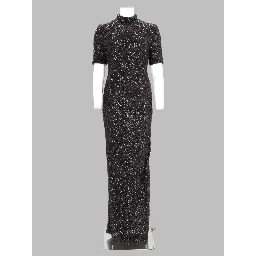 Abito Lungo con Paillettes e Spacco