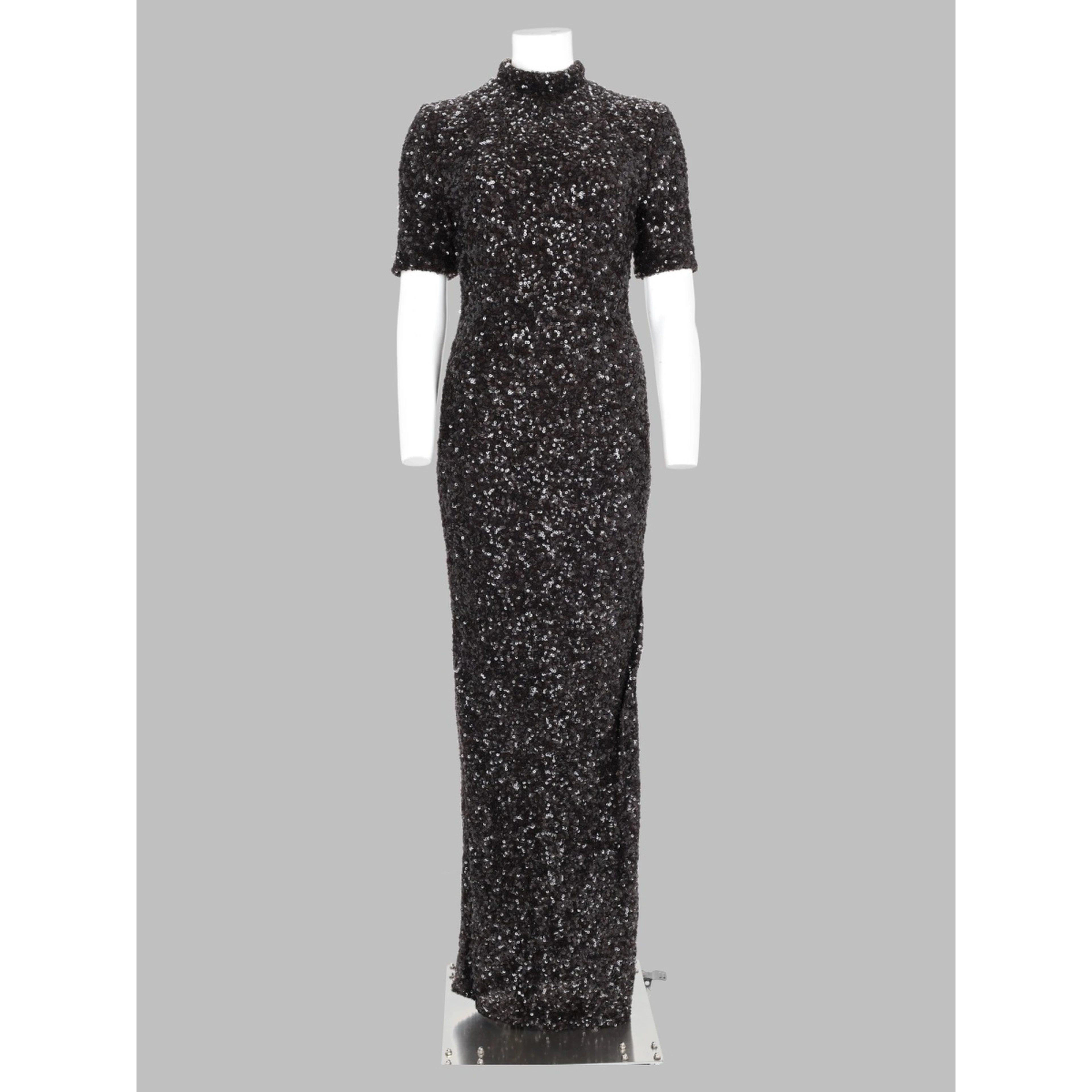 Abito Lungo con Paillettes e Spacco