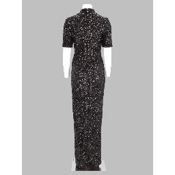 Abito Lungo con Paillettes e Spacco