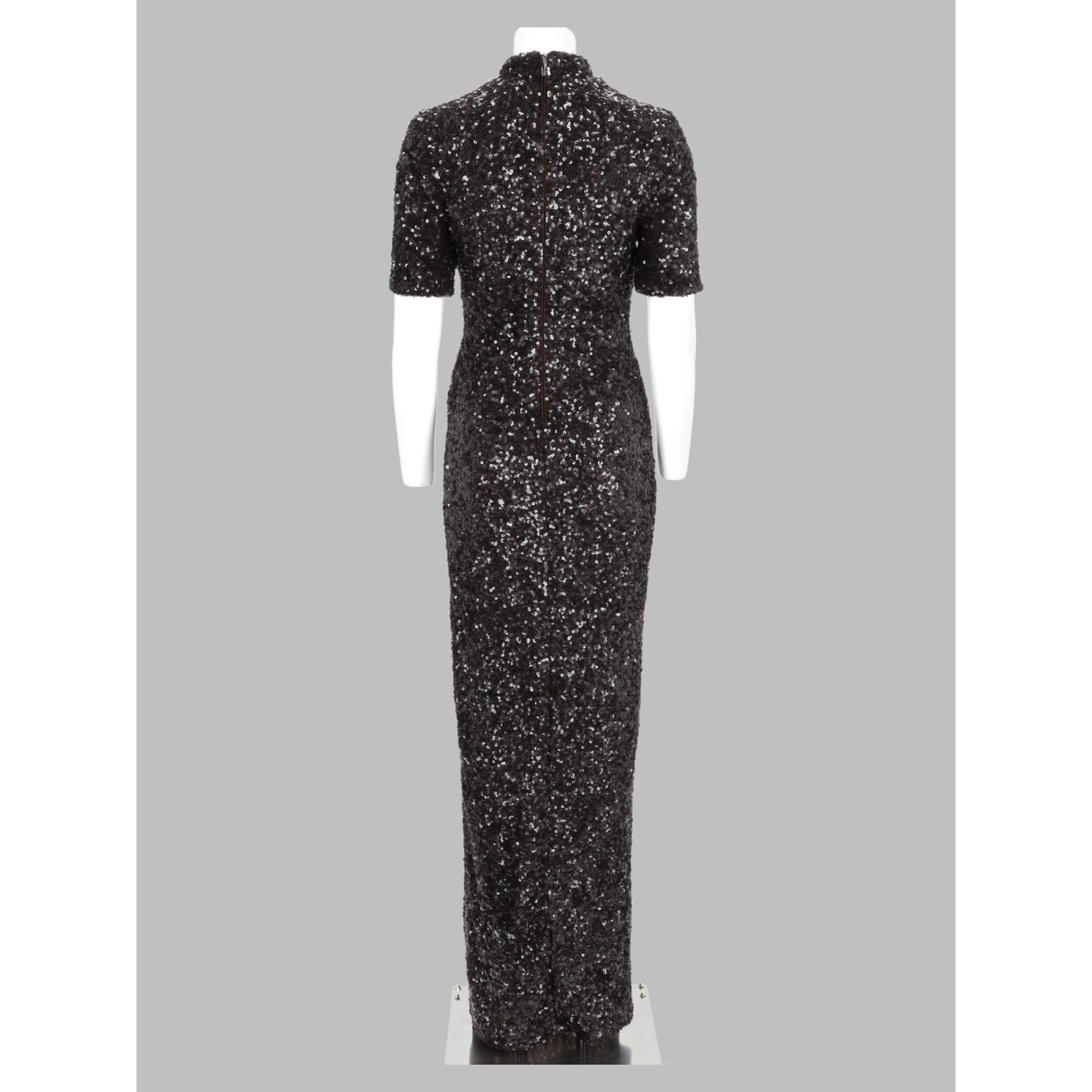 Abito Lungo con Paillettes e Spacco