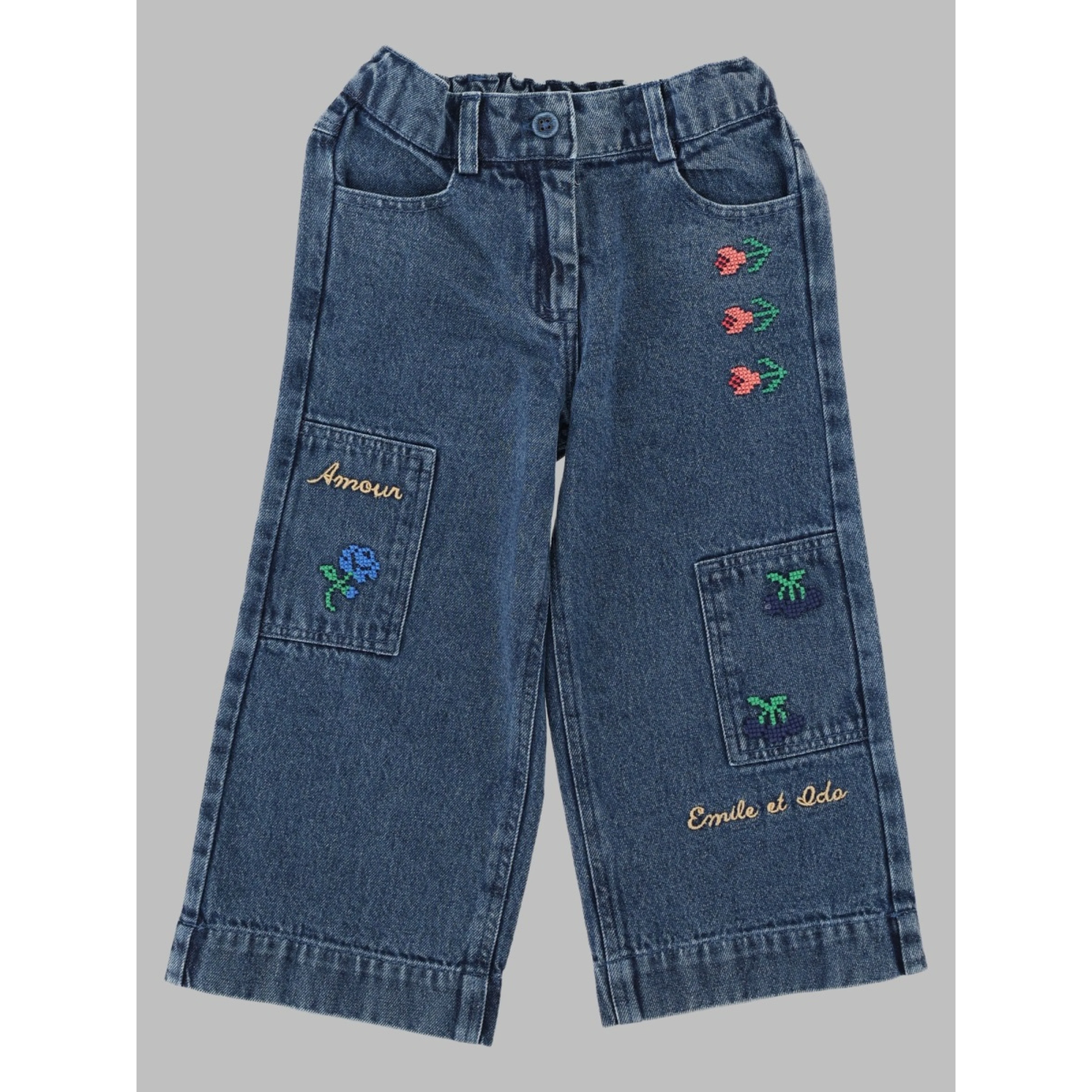 pantalon denim brode