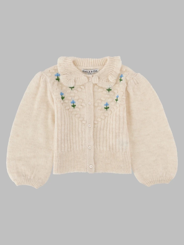 Cardigan Con Colletto E Dettagli Ricamati