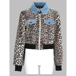 Bomber in Denim Stampato