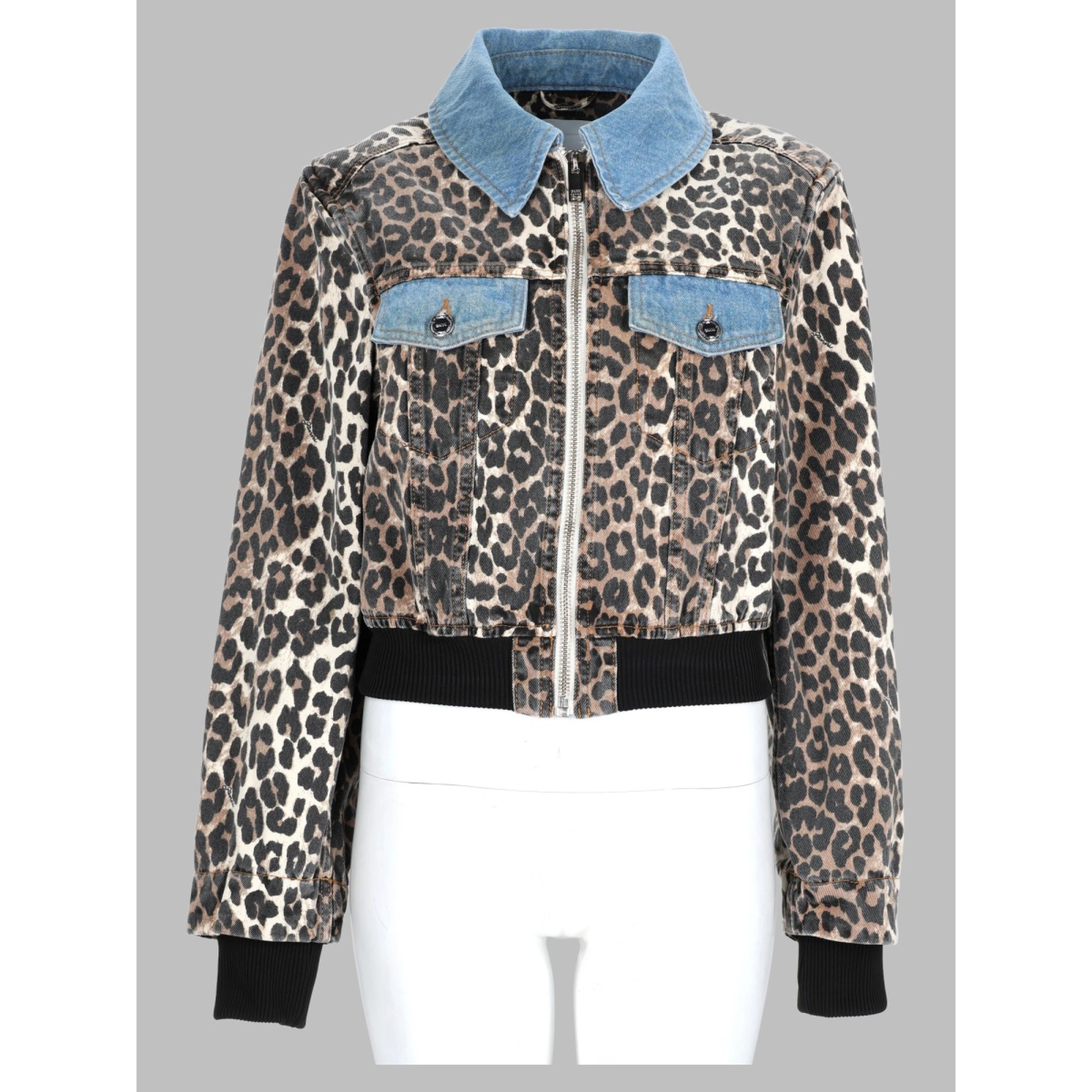 Bomber in Denim Stampato