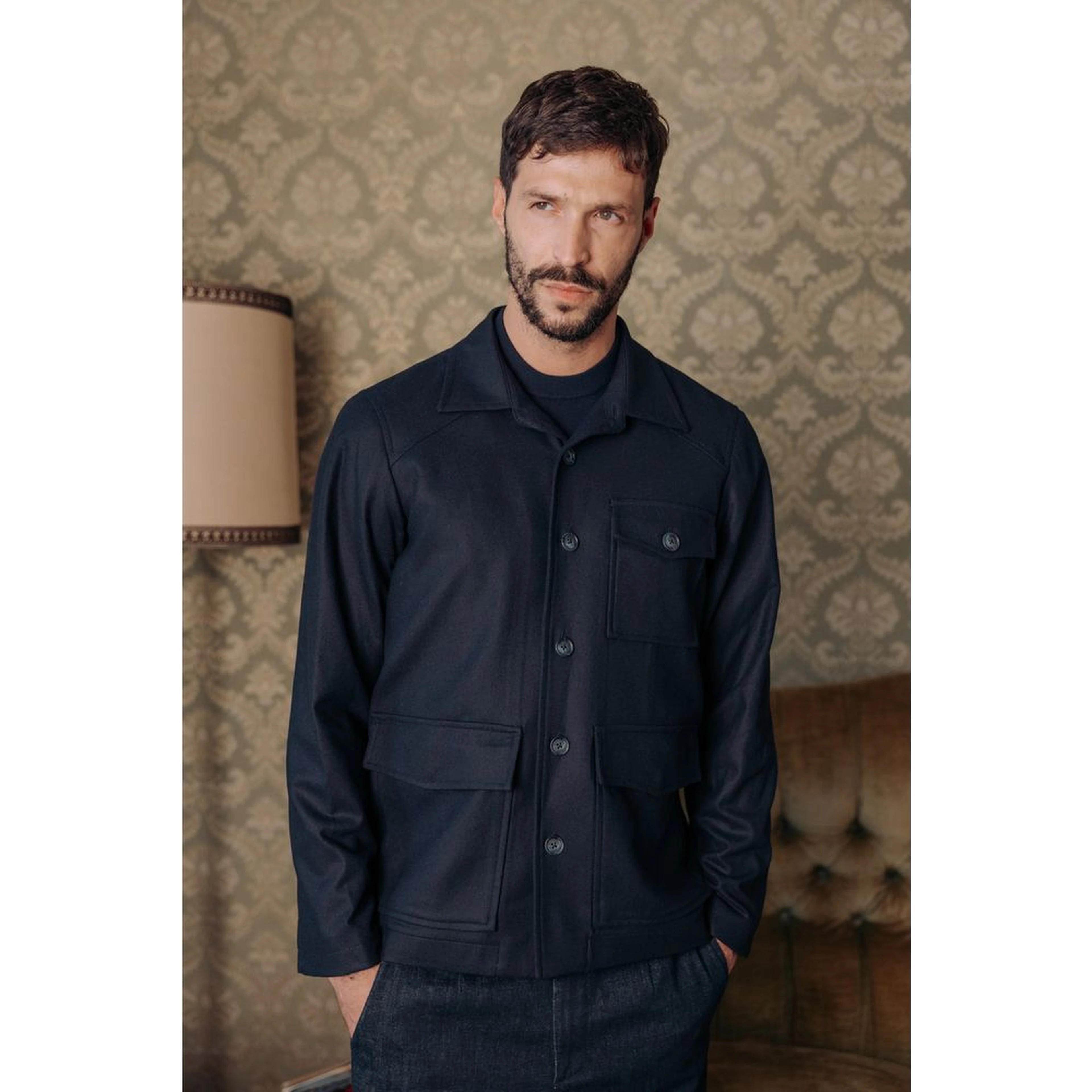 Blue Cashmere Full-Length Jacket