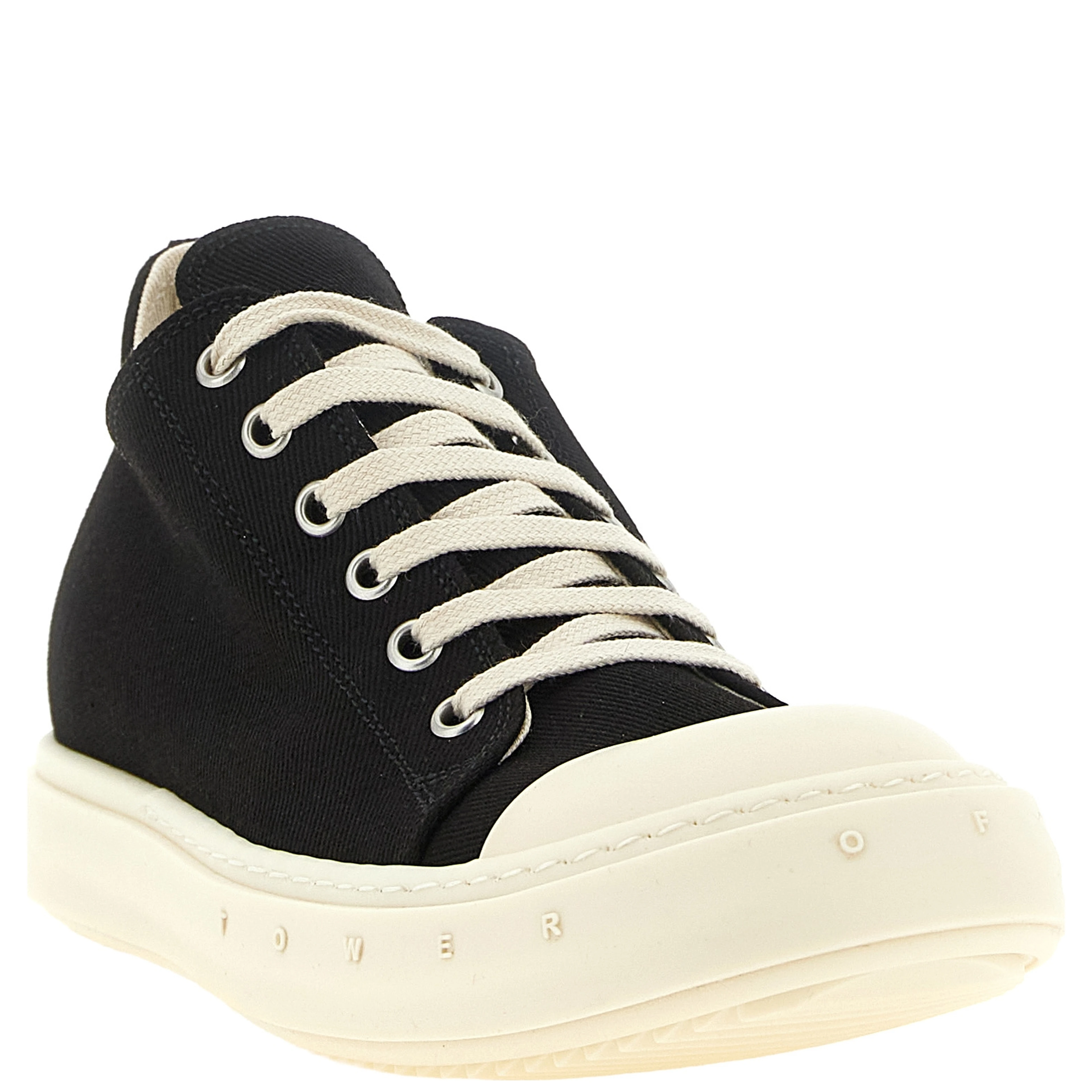 Black Cotton Low Top Sneakers