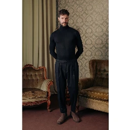 Black Wool Casual Pants