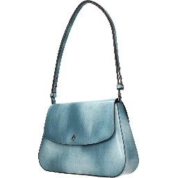 Blue Leather Shoulder Bag