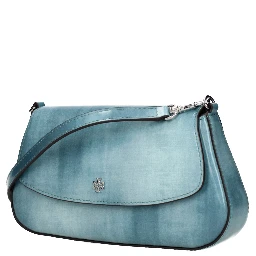 Blue Leather Crossbody Bag