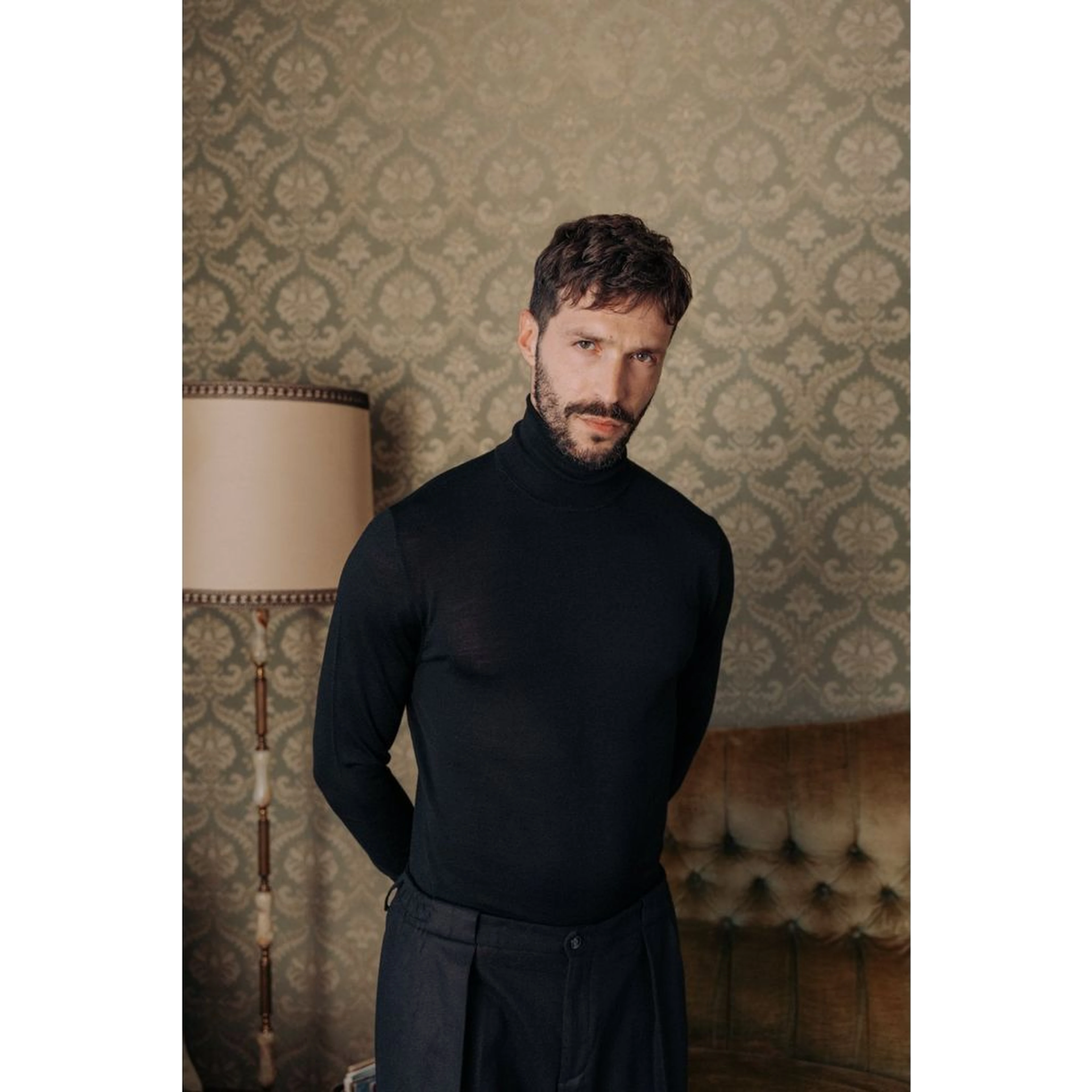 Black Wool Casual Pants