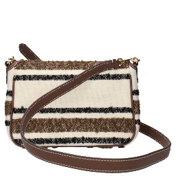Beige Fabric Crossbody Bag
