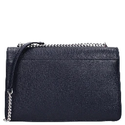 Blue Leather Crossbody Bag