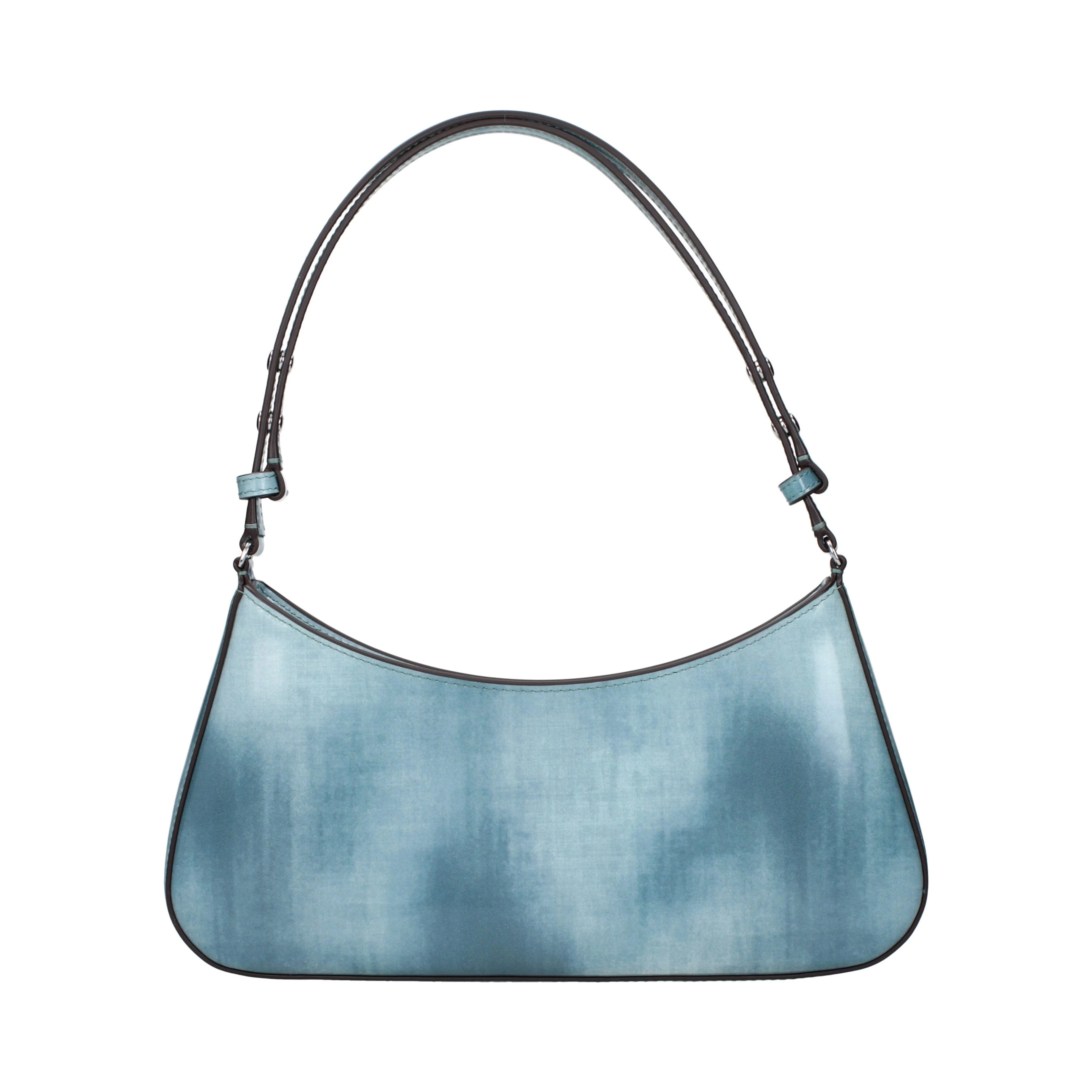 Blue Leather Shoulder Bag