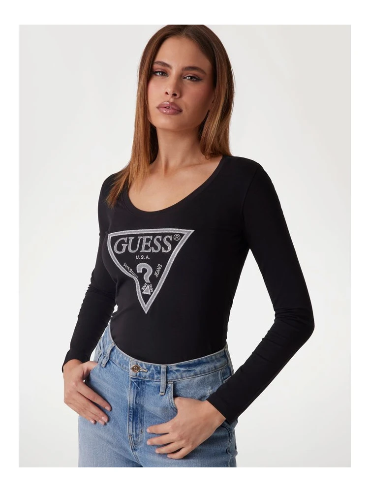 Black Cotton Long Sleeve T-Shirt