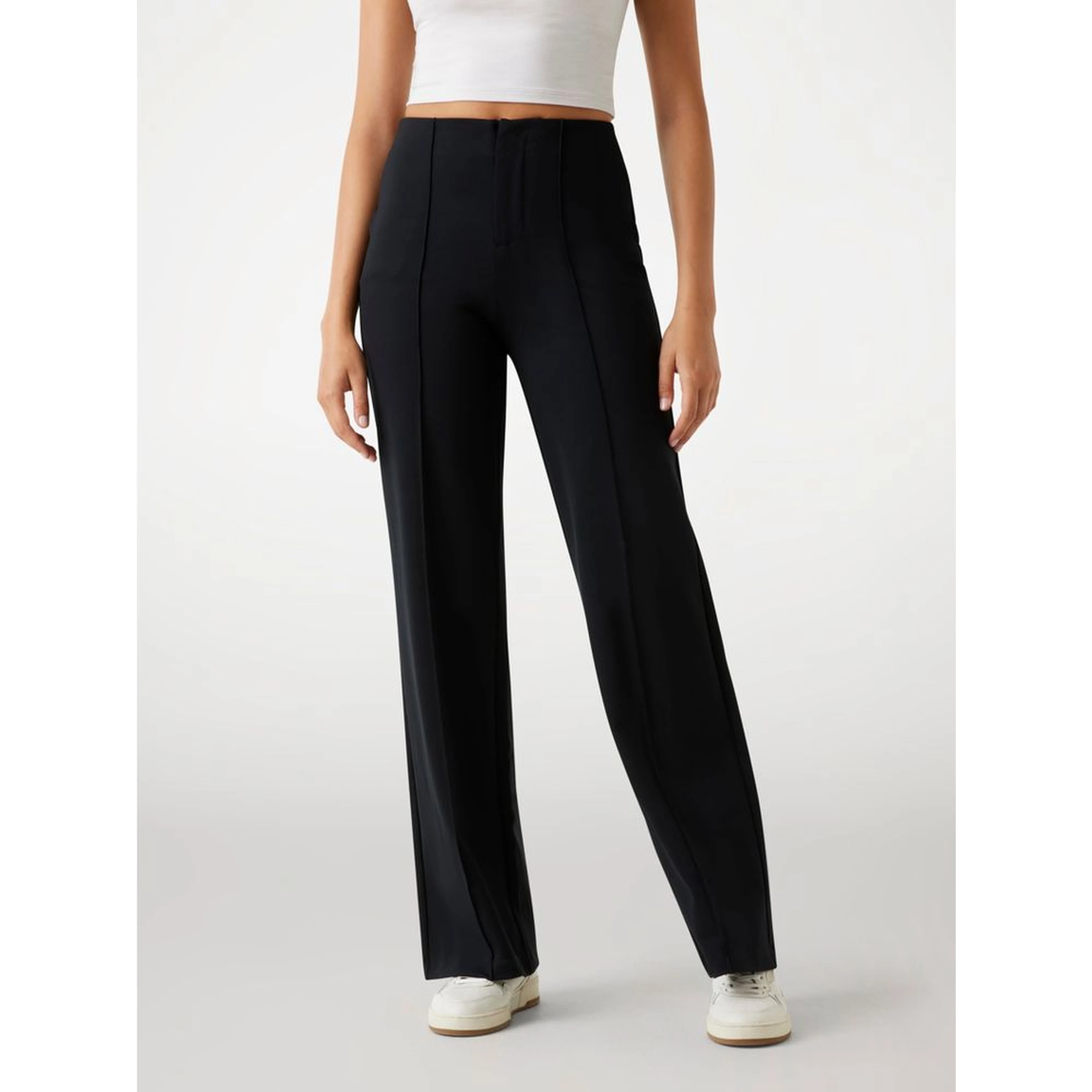 Black Polyamide Casual Pants