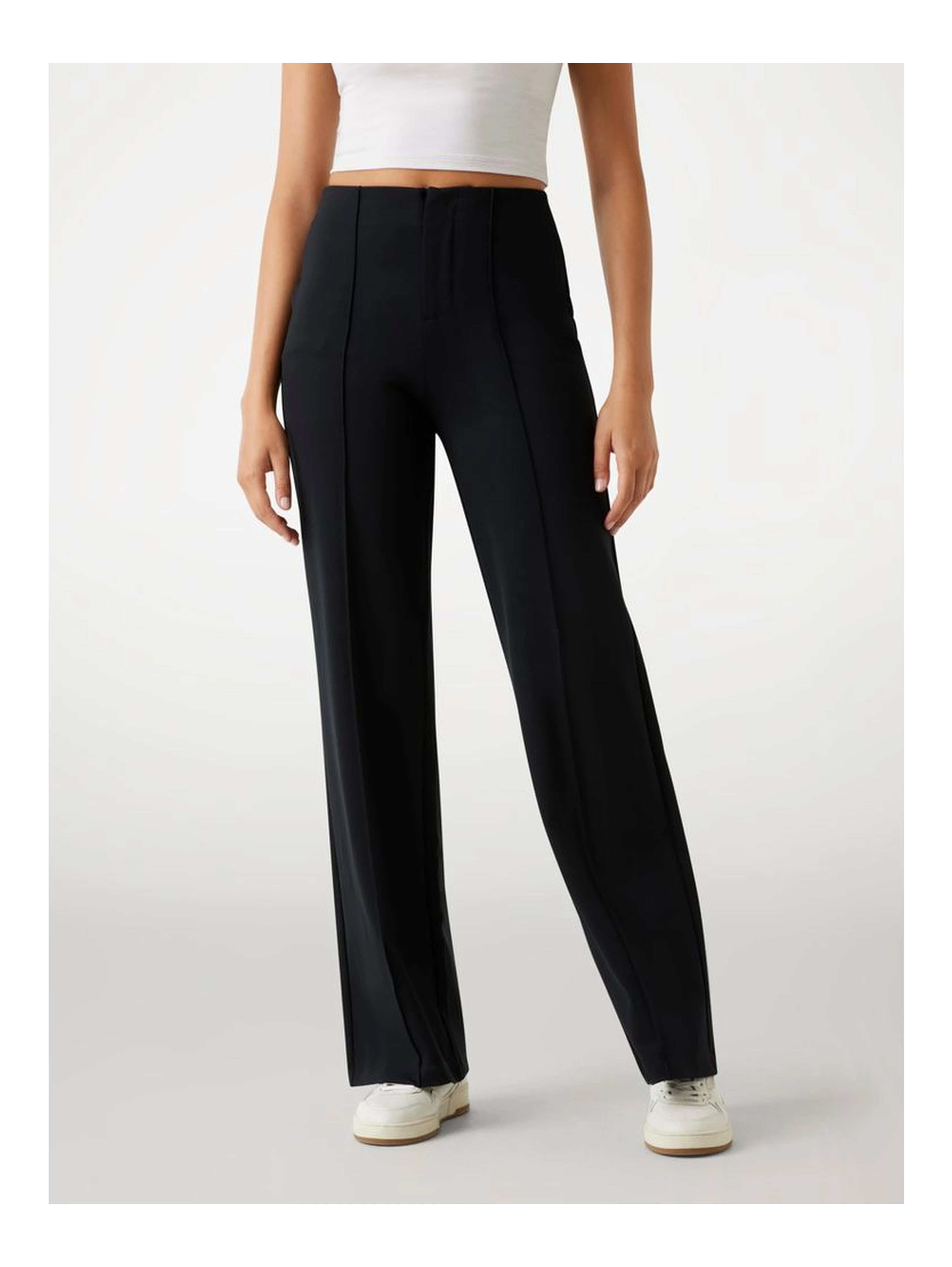Black Polyamide Casual Pants