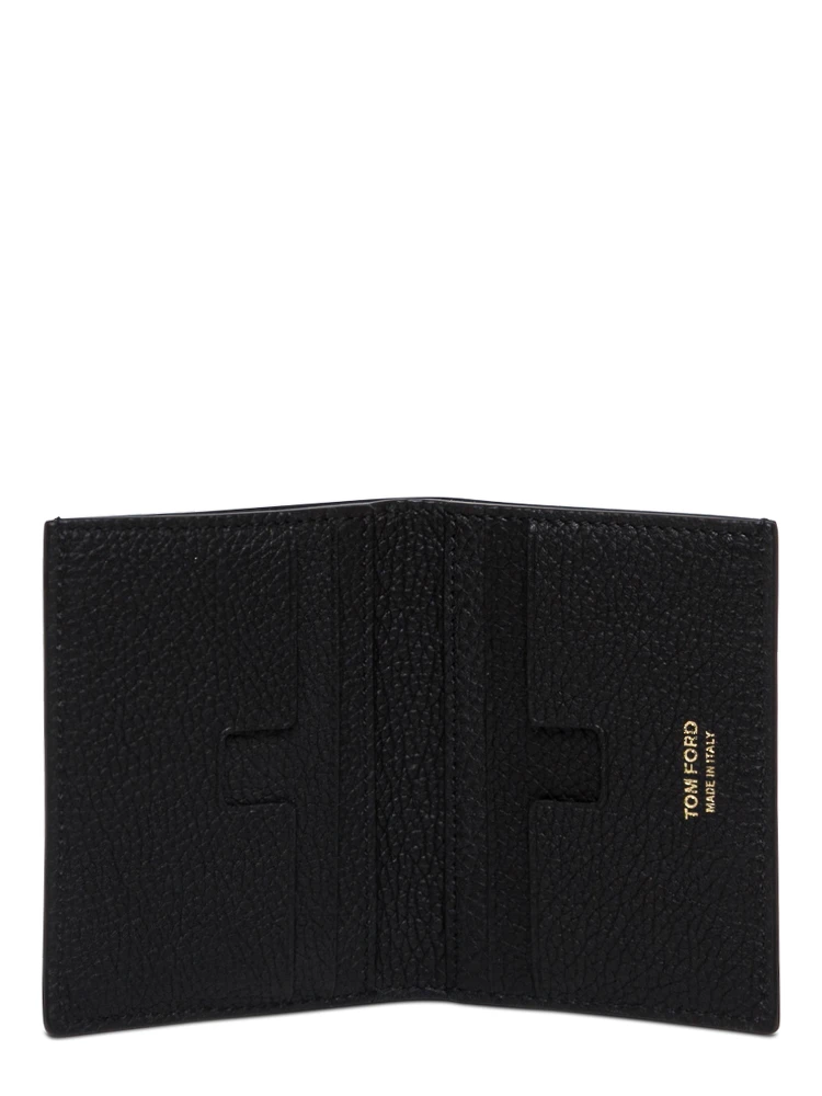 Cardholder with Logo Lettering Embossed on the Front in Grained Black Leather for Men alternative