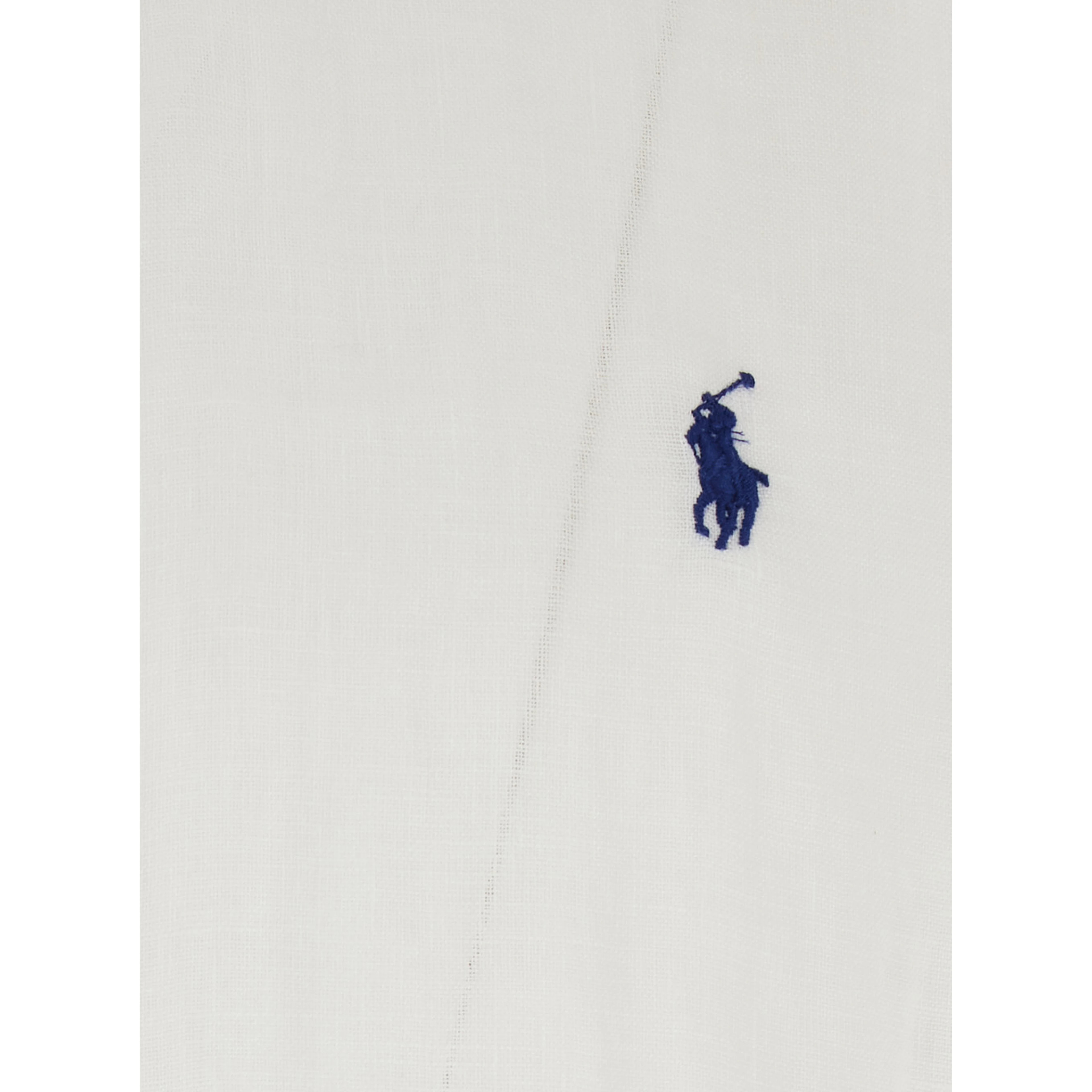 Custom-Fit White Shirt with Button-Down Collar and Logo on the Front in Linen Man
