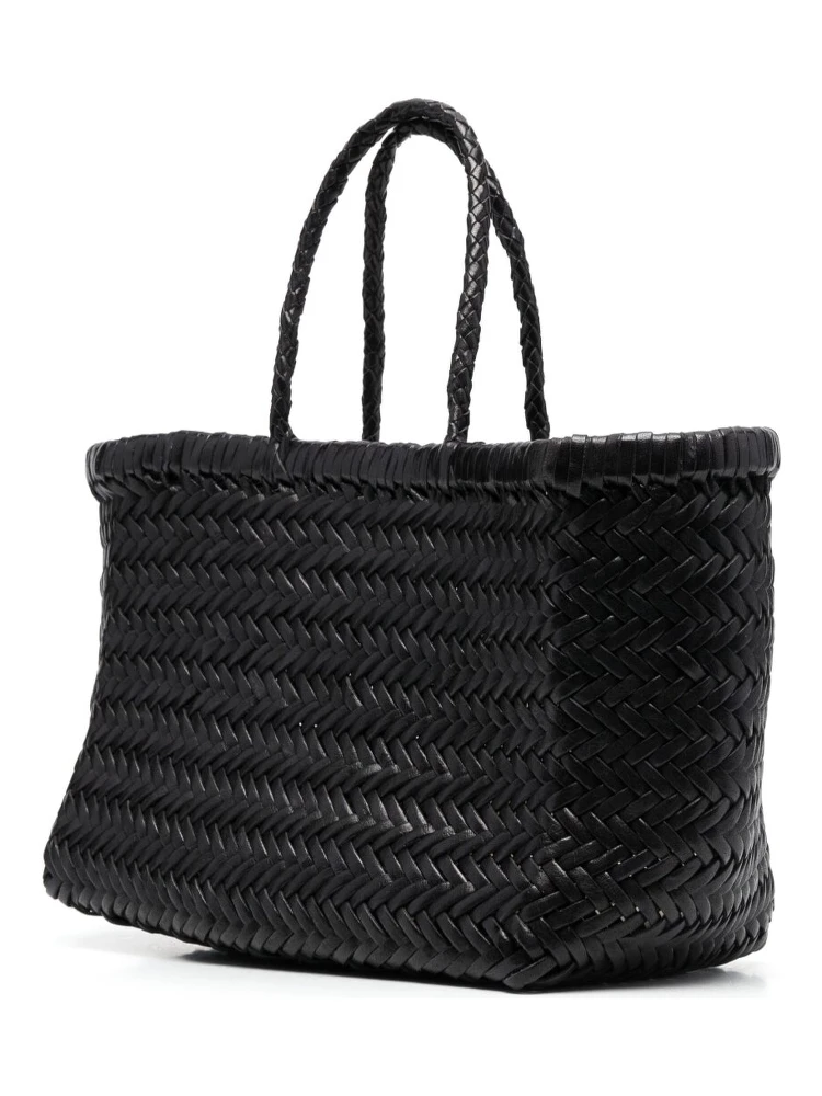 Small Tote Bag Triple Jump in Black Woven Leather Woman alternative
