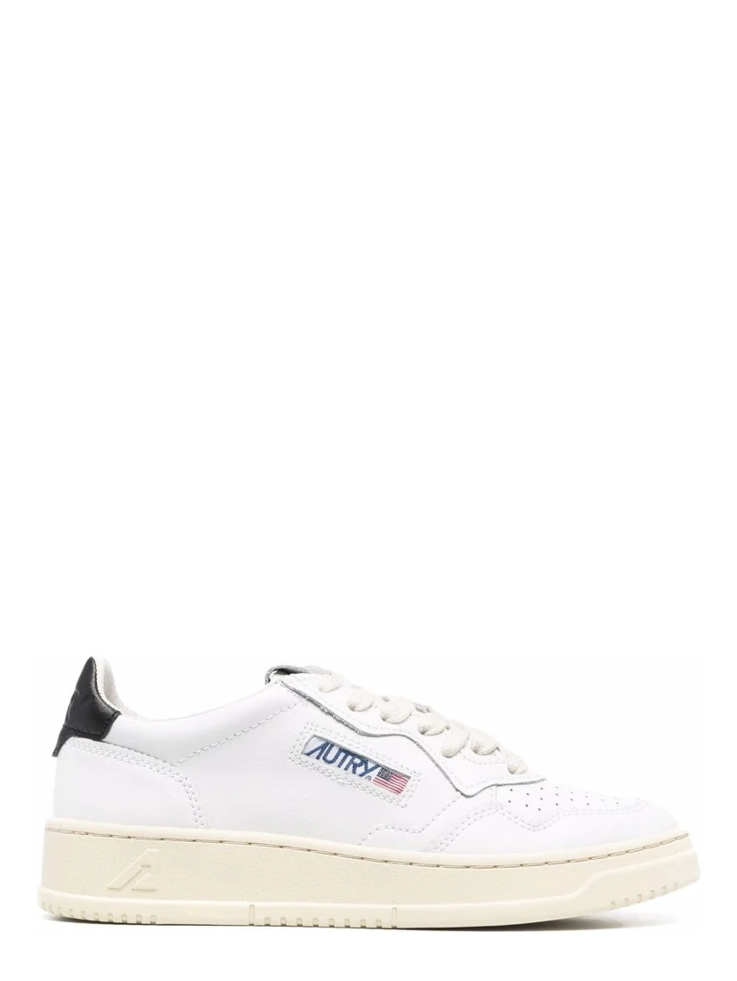Medalist Low Sneakers with rubber sole and white leather details, white color, unisex