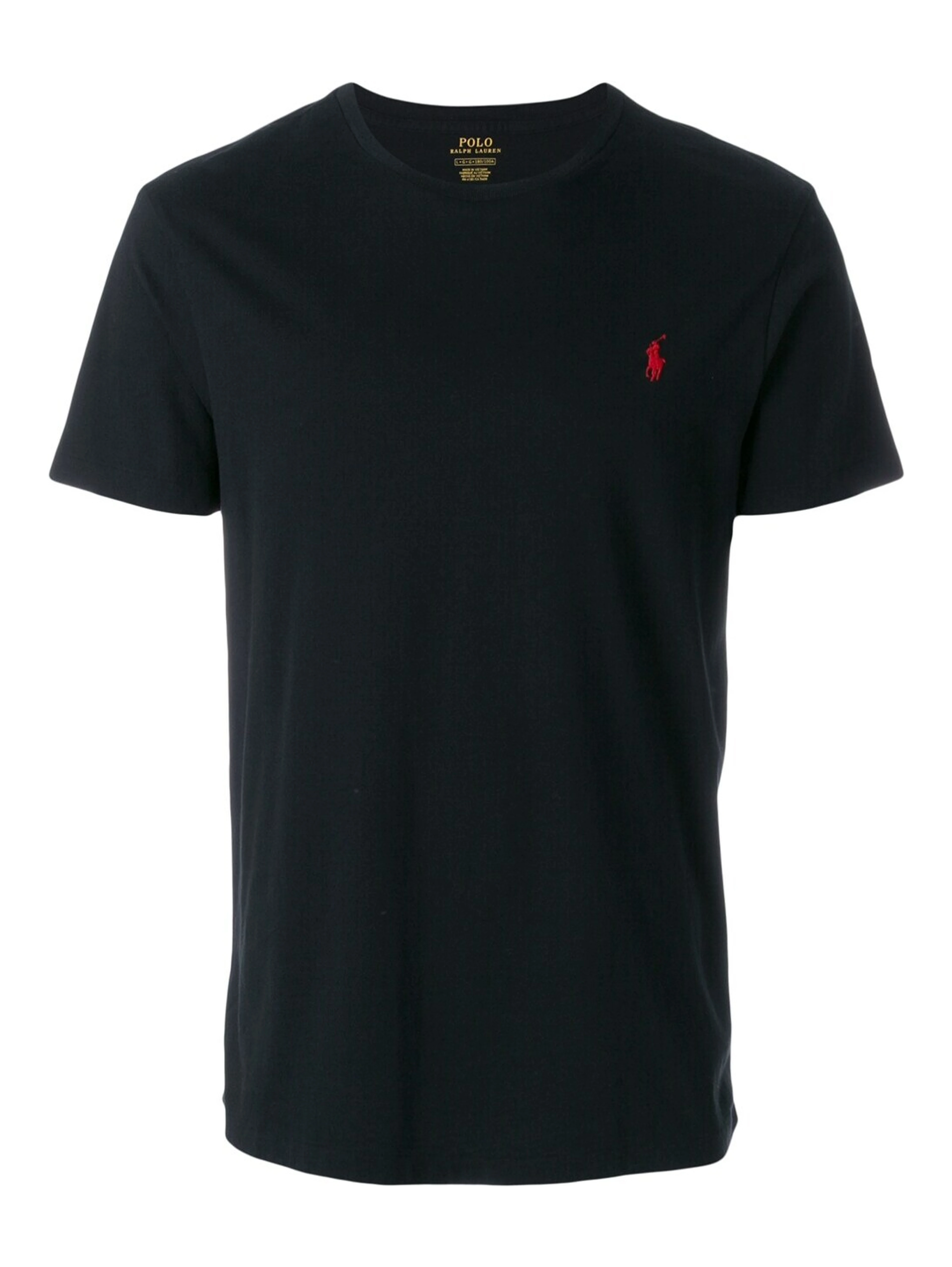 Round Neck T-Shirt with Embroidered Pony Logo on the Front in Black Cotton for Men