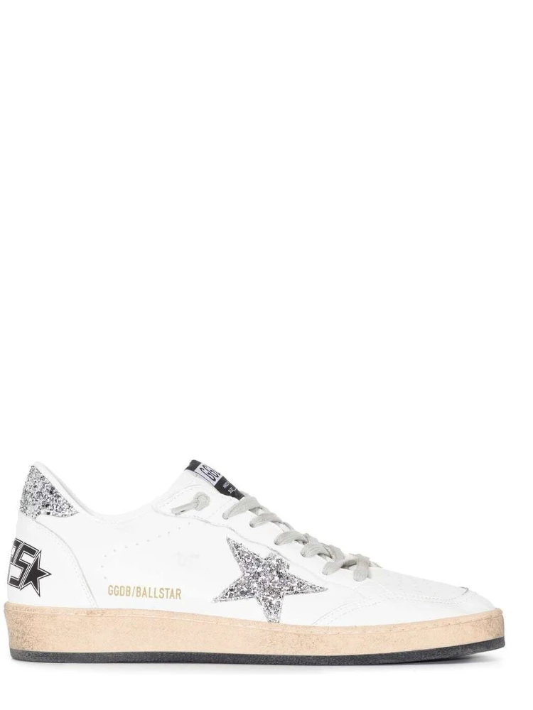 Sneaker Ball Star with Glitter Star Detail in White Leather Women