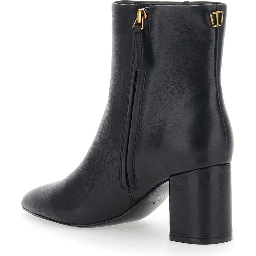 Black fabric ankle boots for women