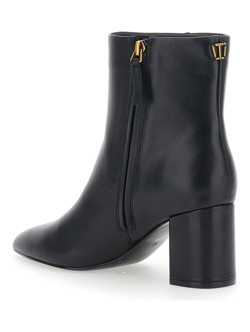 Black fabric ankle boots for women