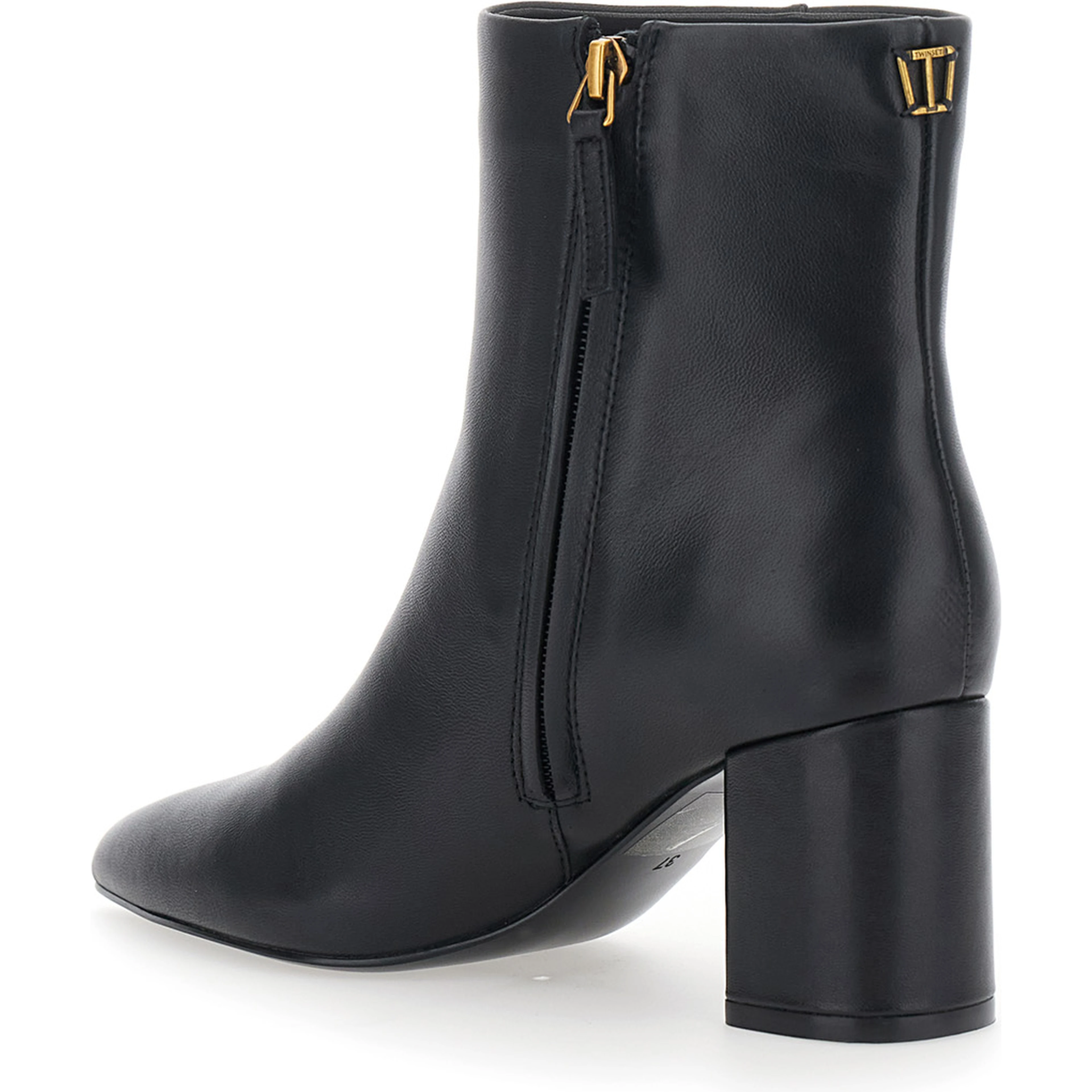 Black fabric ankle boots for women