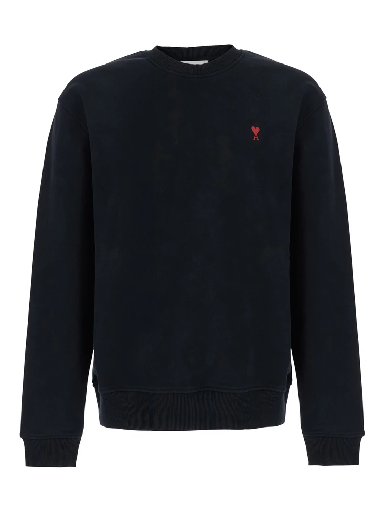 Sweatshirt with AMI de Coeur logo and long sleeves in black unisex cotton
