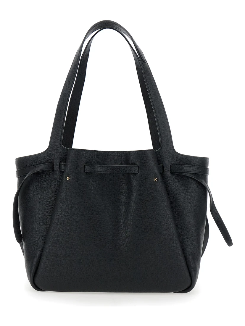 Shopping Bag Romy with adjustable drawstring closure and grained leather logo detail for women