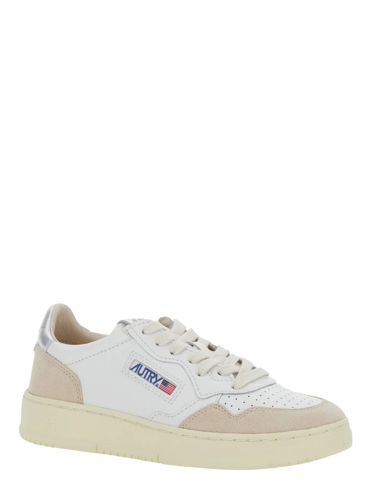 Medalist Low Sneakers with leather details and rubber sole, White, Unisex