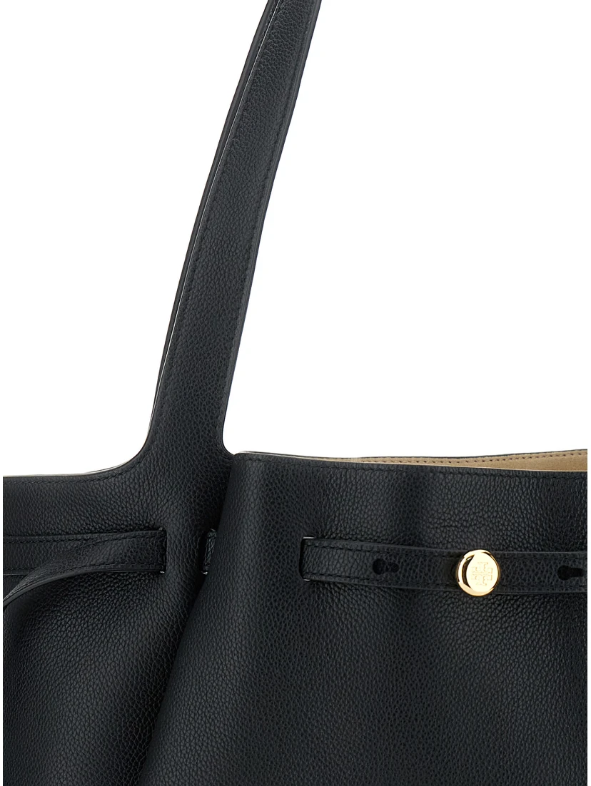 Shopping Bag Romy with adjustable drawstring closure and grained leather logo detail for women