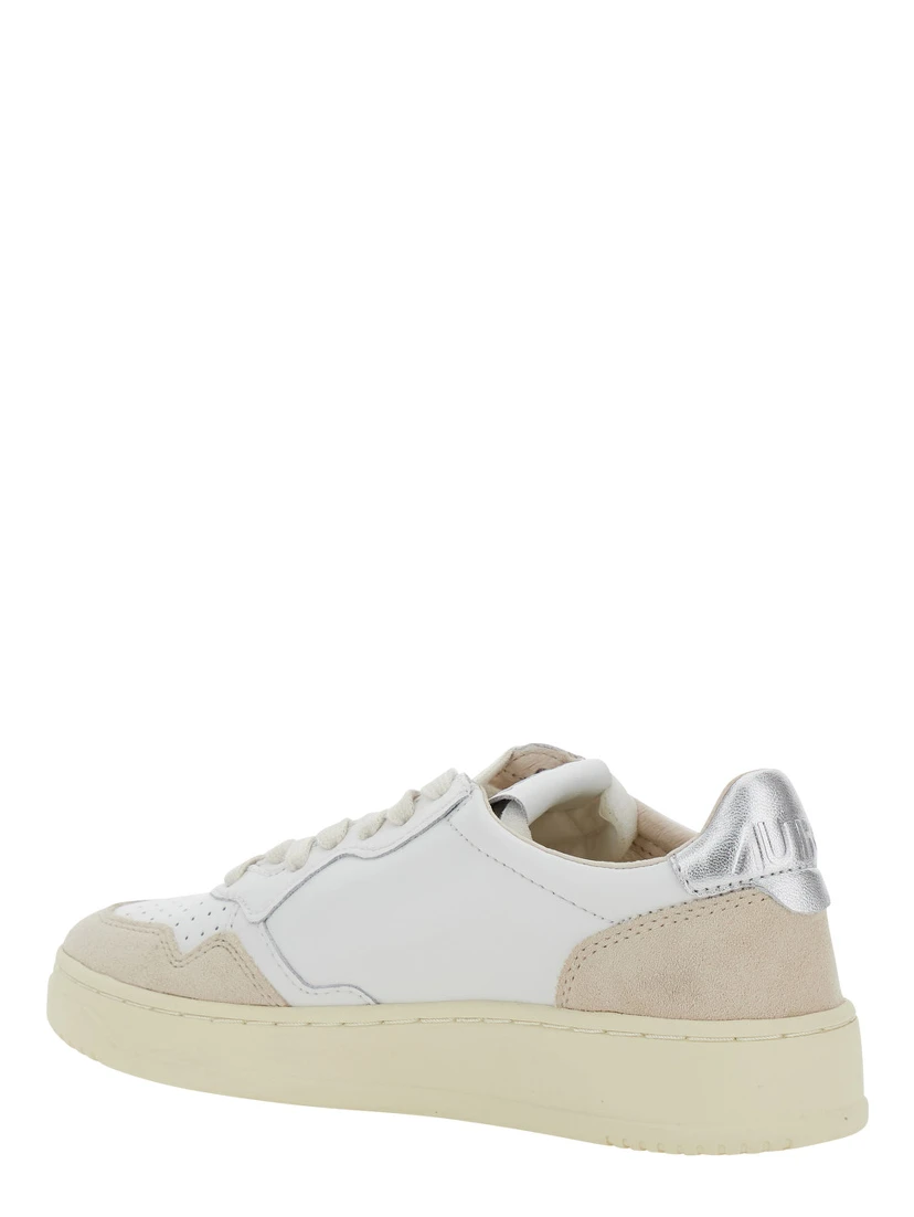 Medalist Low Sneakers with leather details and rubber sole, White, Unisex