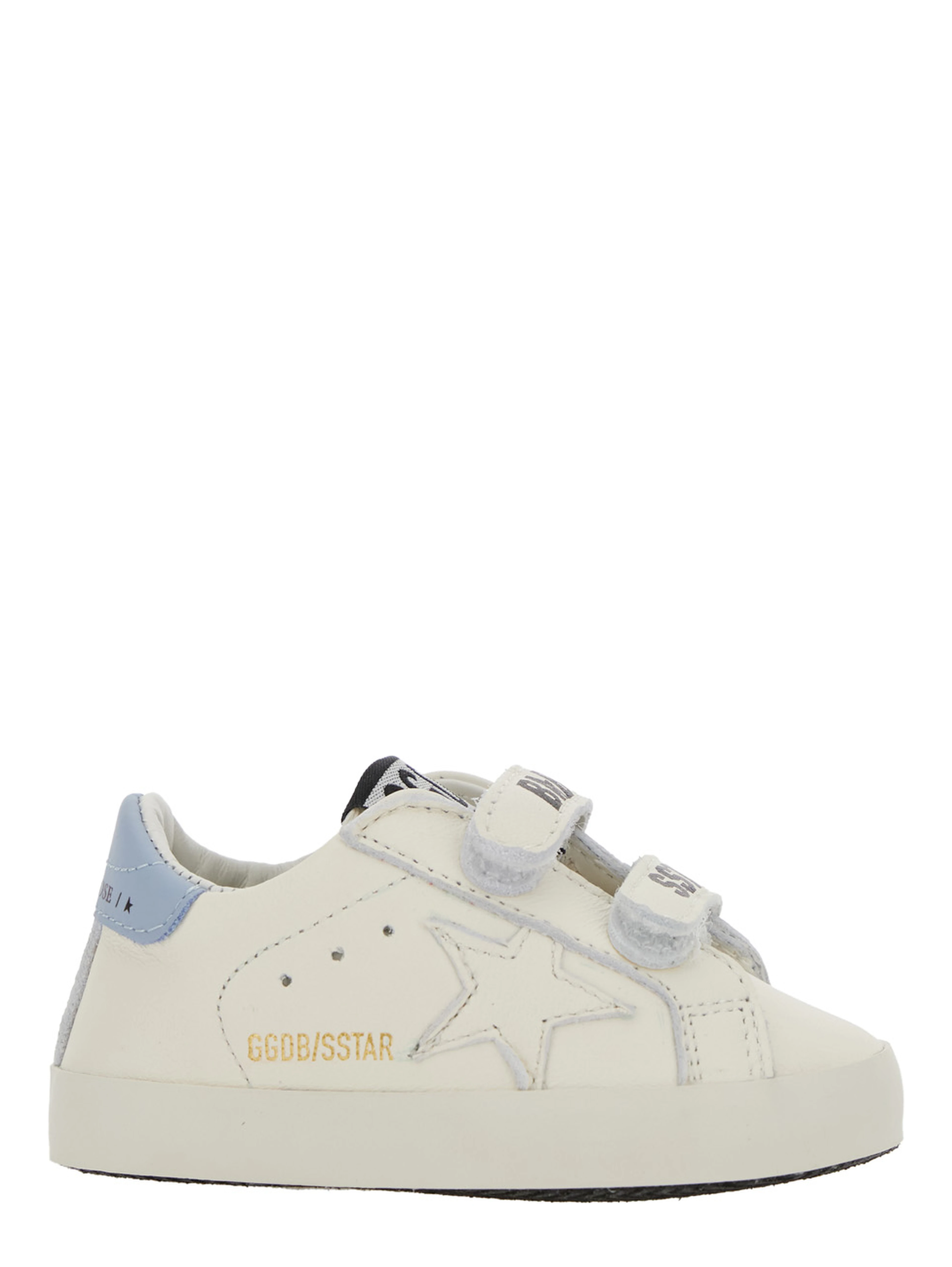 Sneaker with Star Patch on the Side and Logo Patch on the Tongue in White Leather Baby