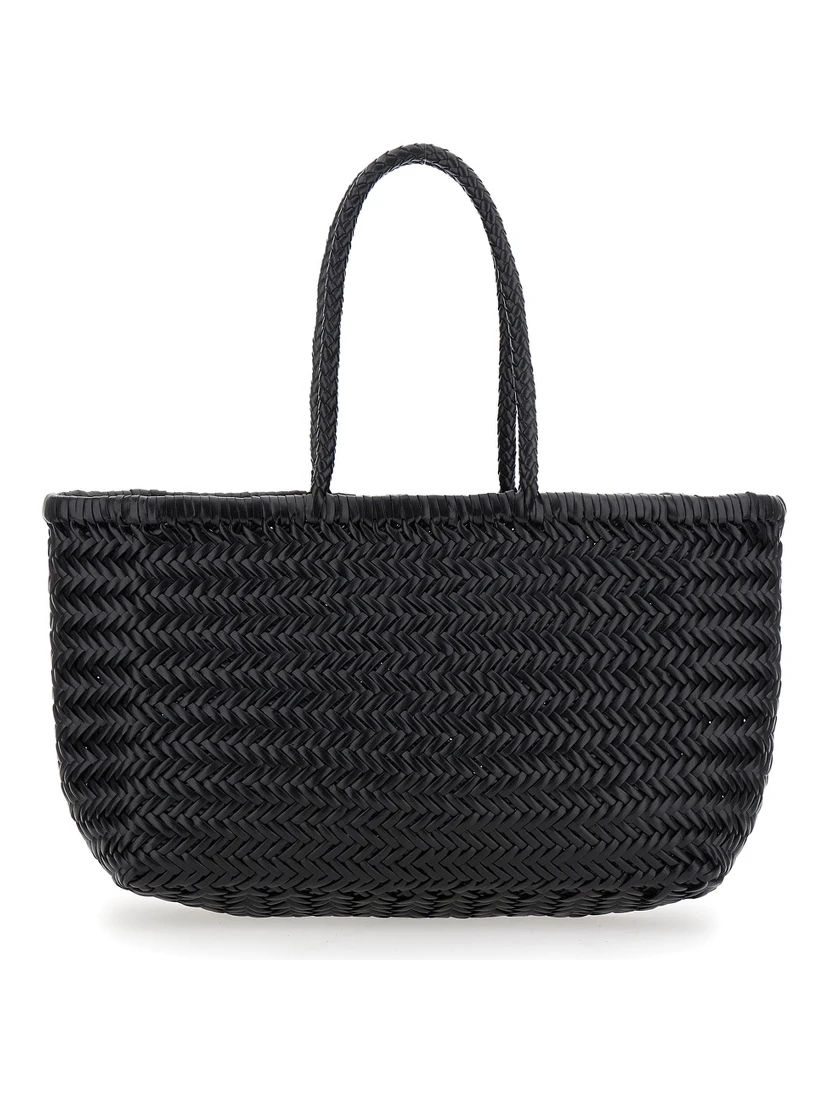 Shopper bag Bamboo Triple Jump with two handles and black leather for women