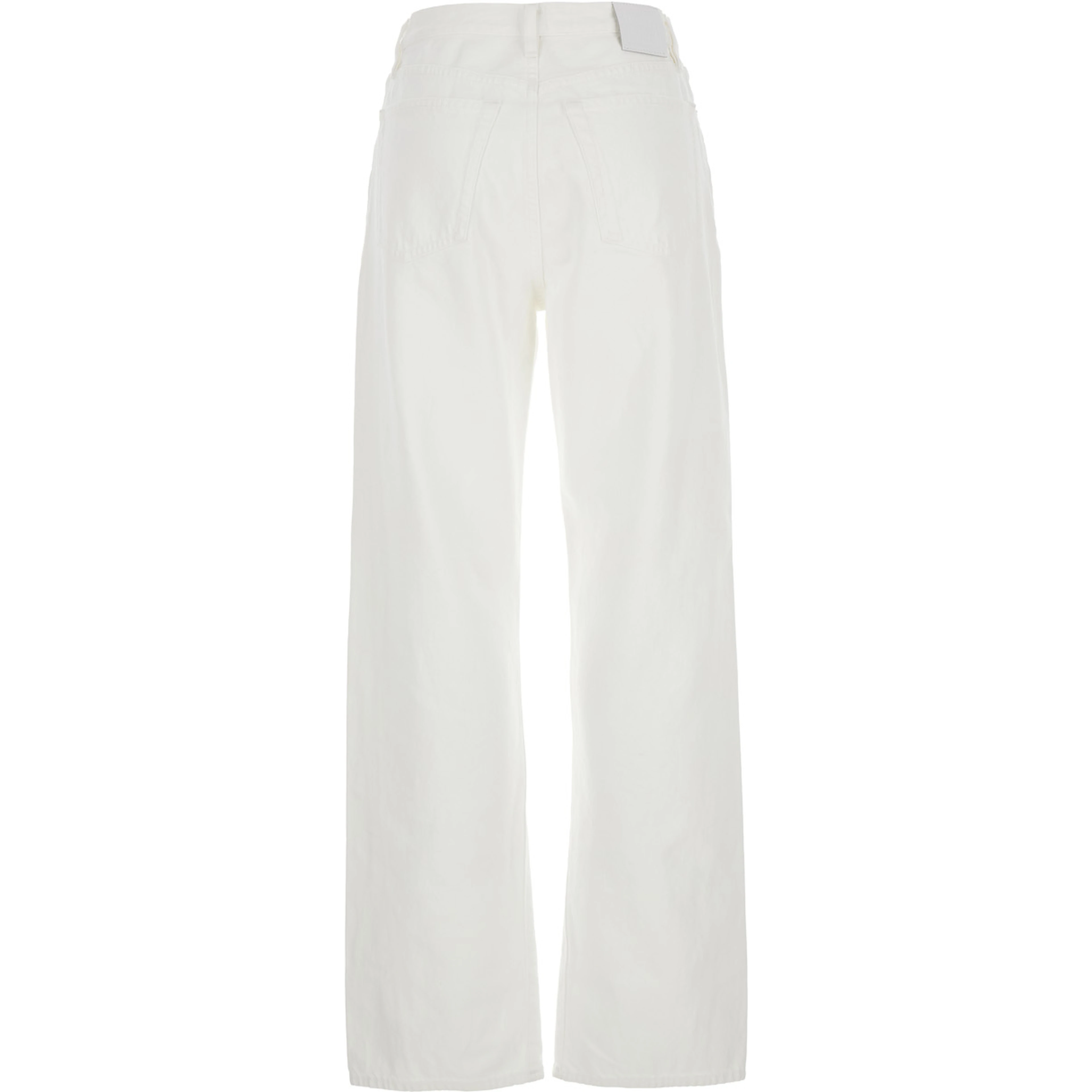 Twisted seam full length denim jeans with white cotton for women