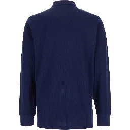 Polo Shirt "Custom Slim Fit" with Classic Collar and Embroidered Pony on Front in Blue Cotton for Men