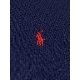 Polo Shirt "Custom Slim Fit" with Classic Collar and Embroidered Pony on Front in Blue Cotton for Men