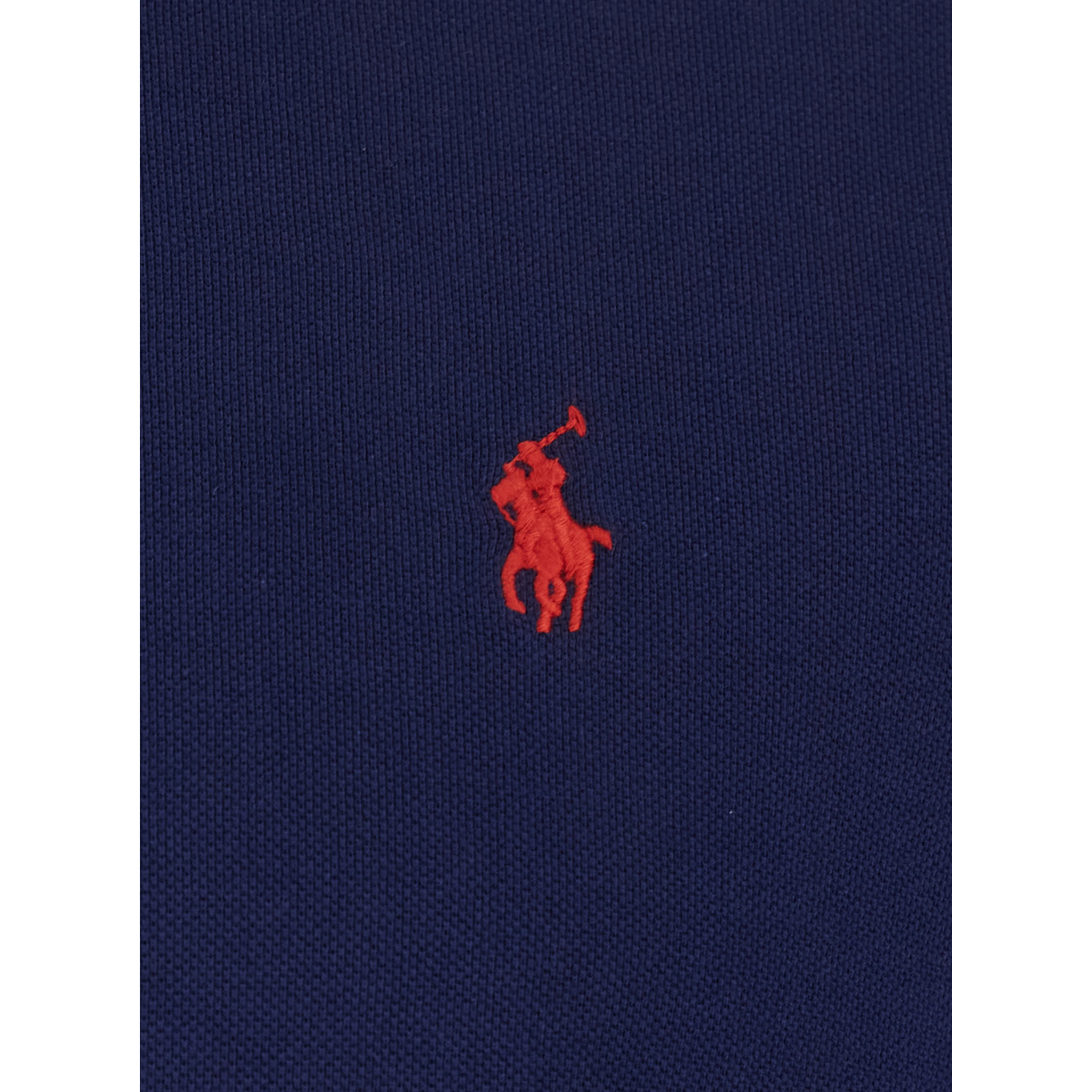 Polo Shirt "Custom Slim Fit" with Classic Collar and Embroidered Pony on Front in Blue Cotton for Men