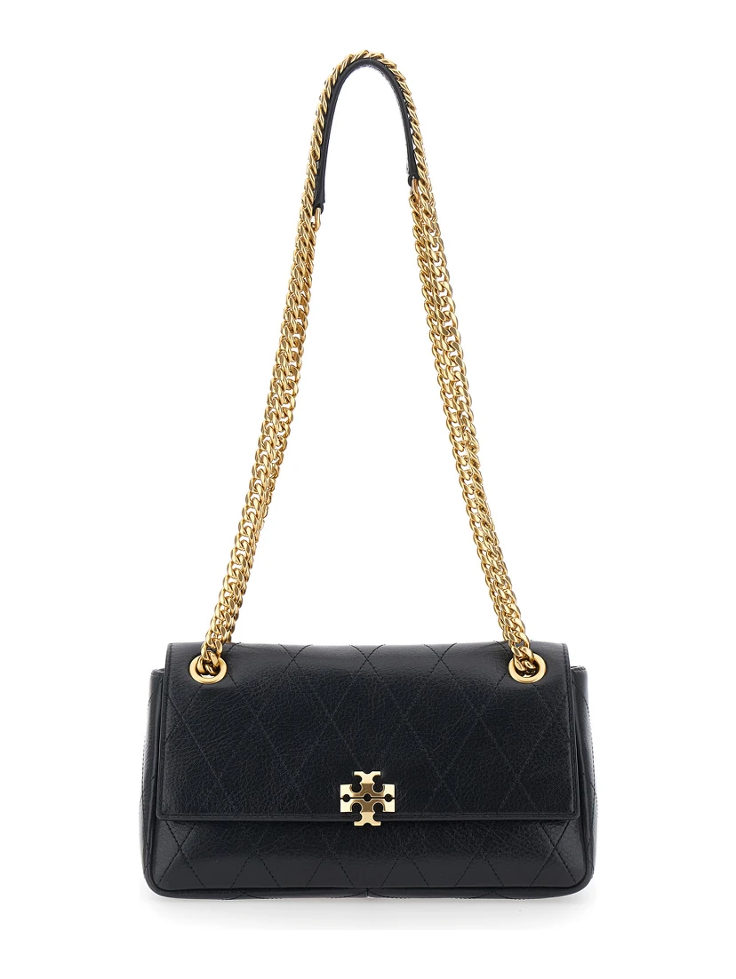 CHARLIE SMALL QUILTED BAG with quilted design and zip closure in Black Cow Leather for Women
