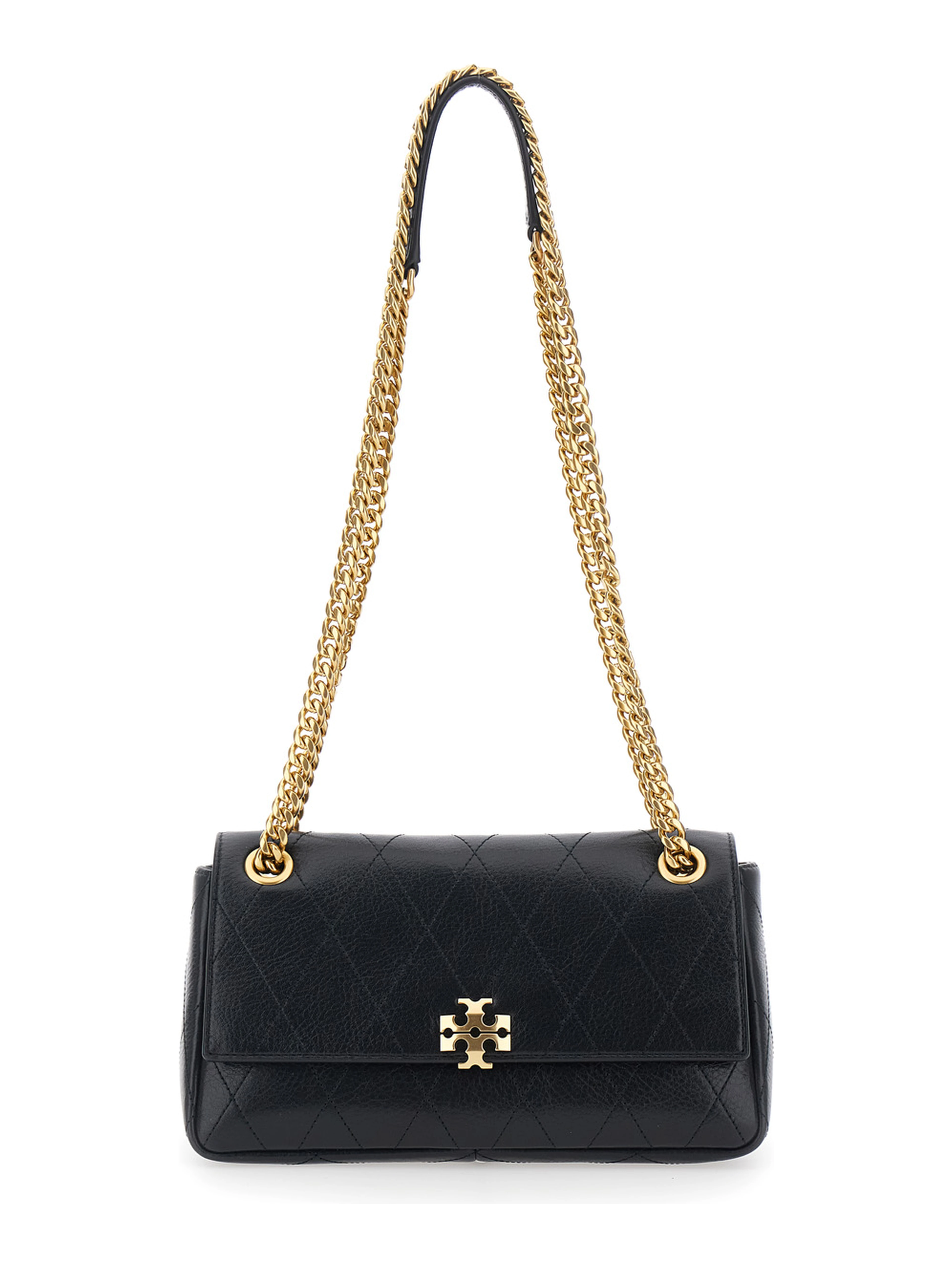CHARLIE SMALL QUILTED BAG with quilted design and zip closure in Black Cow Leather for Women