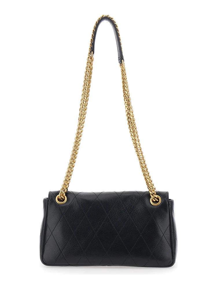 CHARLIE SMALL QUILTED BAG with quilted design and zip closure in Black Cow Leather for Women alternative