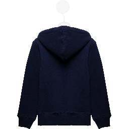 Unisex blue hoodie with front zip in fabric