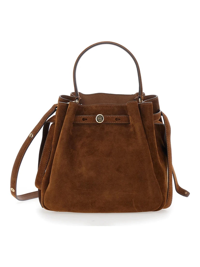 Handbag Romy Bucket Bag with Suede Drawstring in Brown for Women