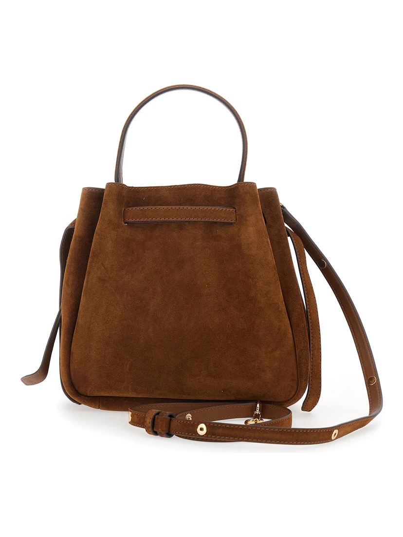 Handbag Romy Bucket Bag with Suede Drawstring in Brown for Women