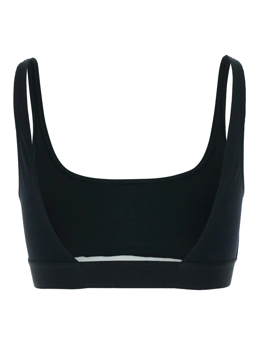 Black Stretch Modal Contrast Logo Bralette for Women