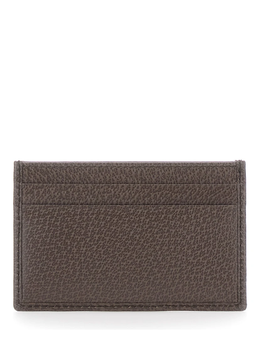 Card holder Ophidia with GG Plate in GG Canvas and Leather Beige Men