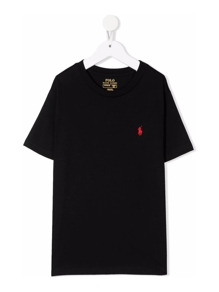 Black T-Shirt Polo Ralph Lauren with Front Logo for Girls