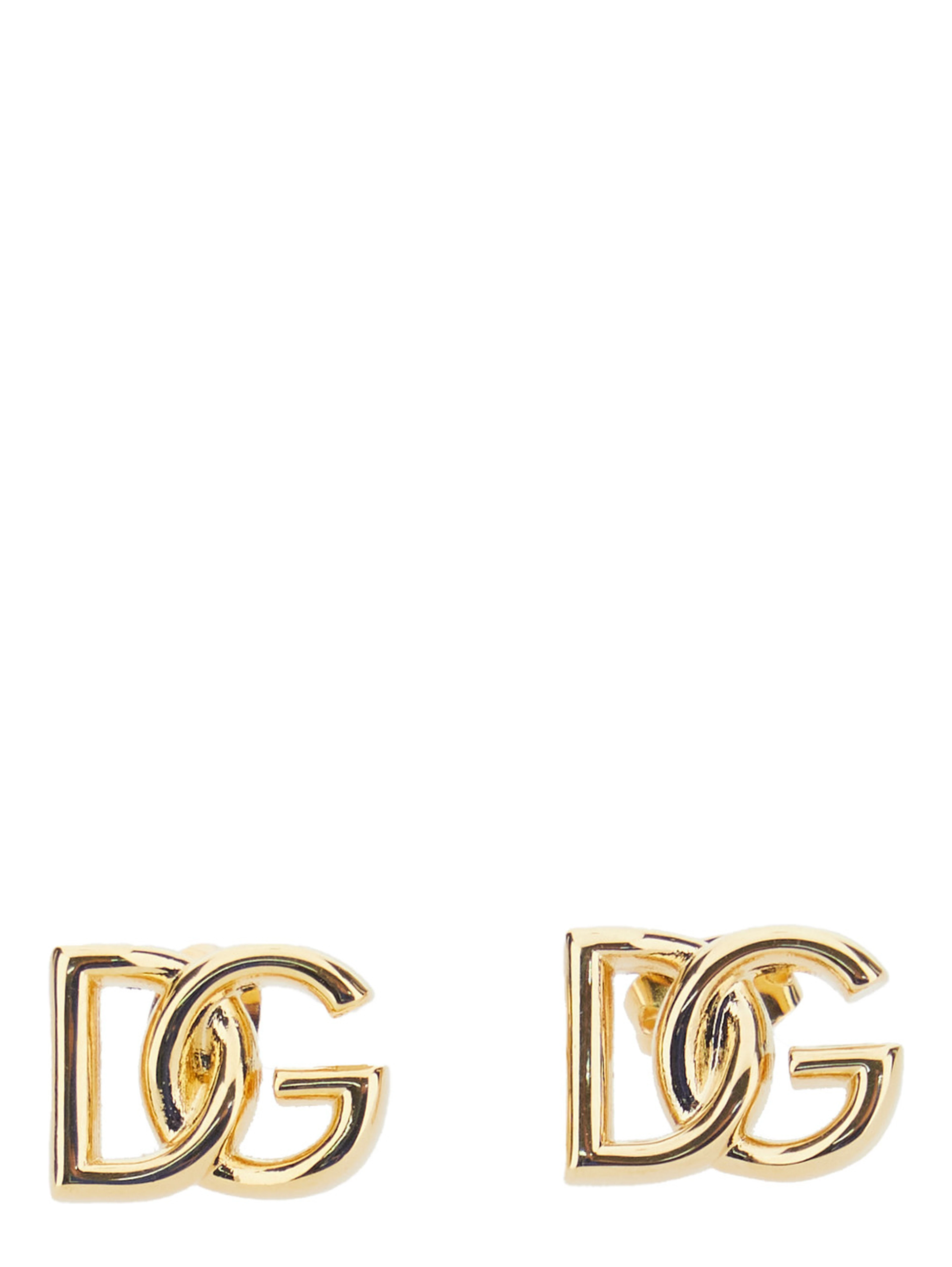 Gold-Colored Stud Earrings with Interlocking DG Motif in Bronze Woman
